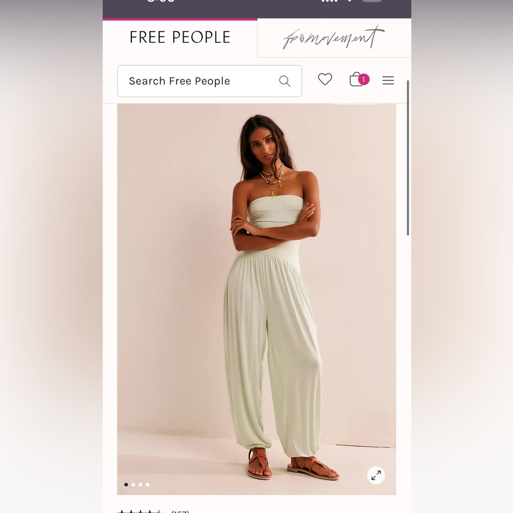 TEAL Free People Mora Drop Waist Jumpsuit size M